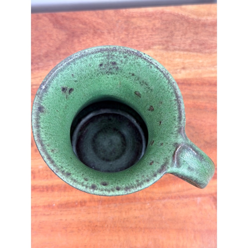Studio Pottery Mug Green Turquoise Drip Glaze Hand Thrown Signed Stoneware - Picture 6 of 11